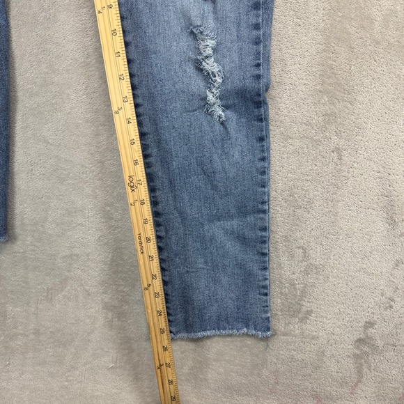 VERVE Los Angeles Jeans Women's 27 Raw Hem Straight Ankle Distressed Blue Denim - Picture 11 of 15